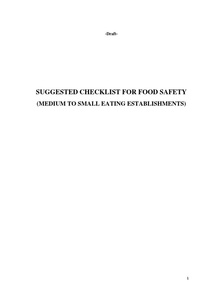 Suggested Checklist For Restaurants | PDF | Hygiene | Foods