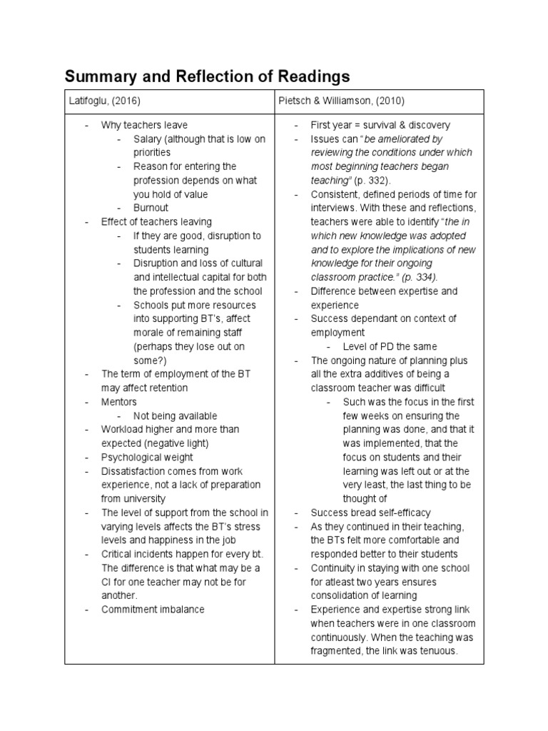 Summary And Reflection Download Free Pdf Mentorship Change
