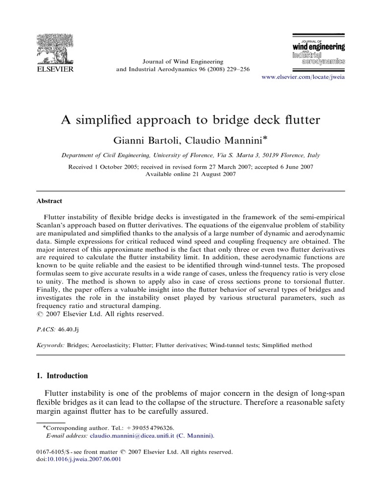 A Simplified Approach To Bridge Deck Flutter PDF | PDF | Wind Tunnel ...