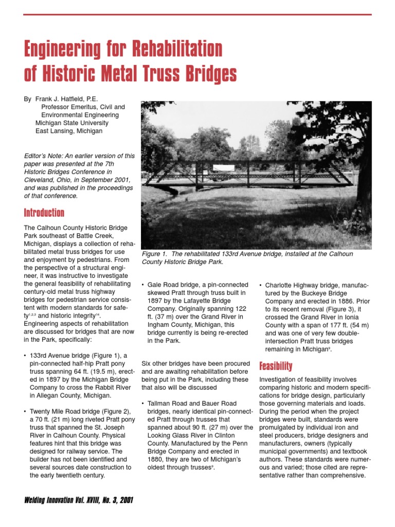 Engineering For Rehabilitation of Historic Metal Truss Bridges PDF ...