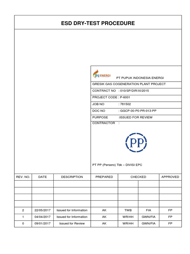 ESD Drytest Procedure Rev 2 Valve Mechanical Engineering Free 30