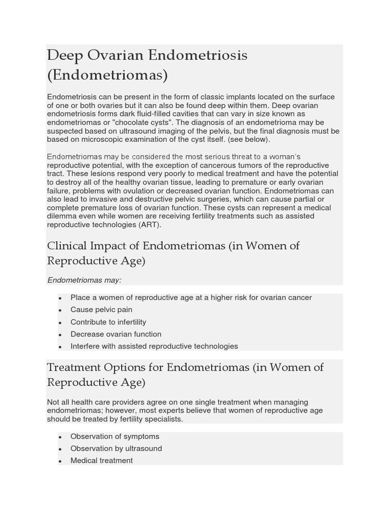 Endometrioma Clinical Impact | PDF | Ovarian Cancer | Gynaecology