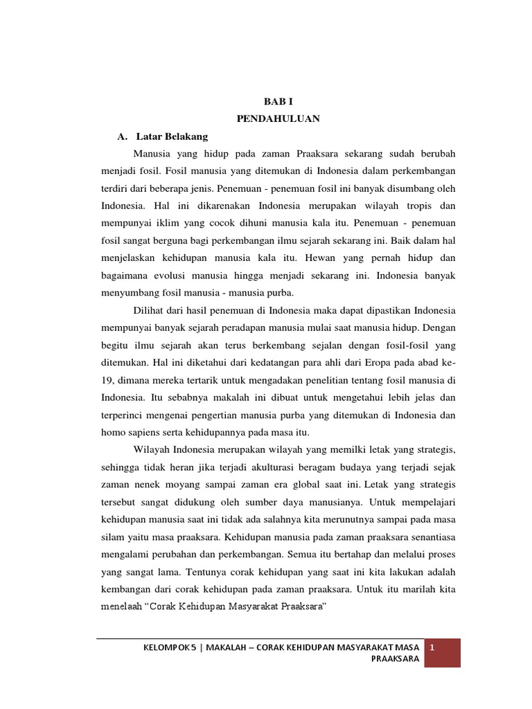 Makalah Zaman Praaksara Contoh Makalah