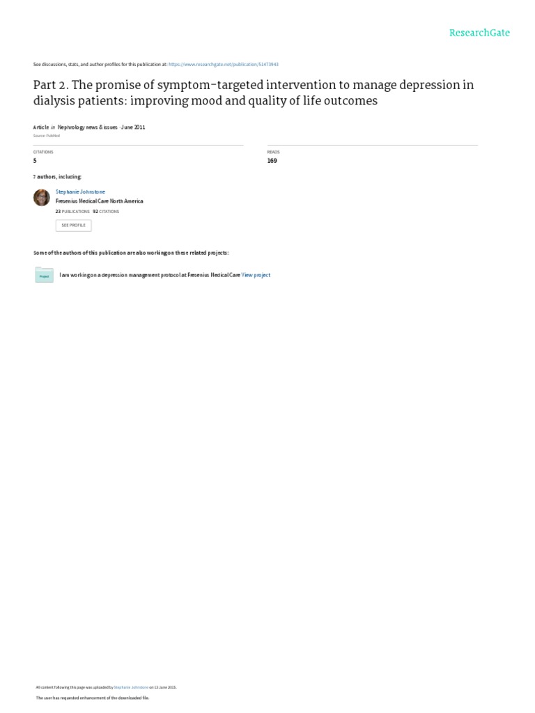 The Promise of SymptomTargeted Intervention To Manage Depression in