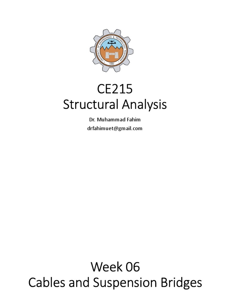 Week 06 Cables and Suspension Bridges PDF Equations Physics
