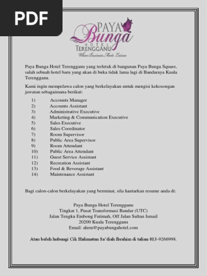 Jawatan Kosong Hotel Terengganu 2018