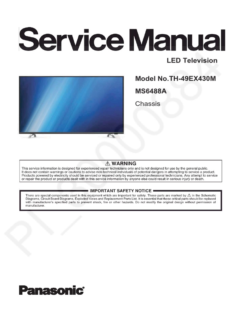 Shema I Servis Manual Na Anglijskom Panasonic Th 49ex430m Shassi Ms64a Electronics Media Technology