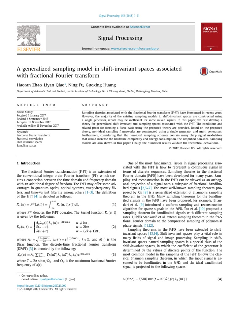 Signal Processing: Haoran Zhao, Liyan Qiao, Ning Fu, Guoxing Huang ...