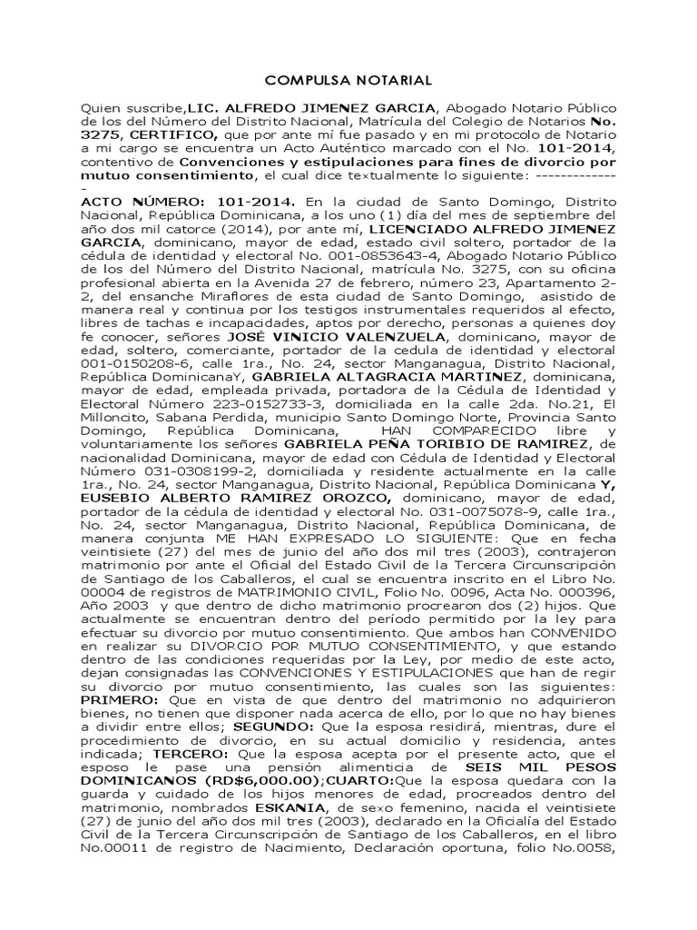 Divorcio por Mutuo Consentimiento 2014 | PDF | República Dominicana ...