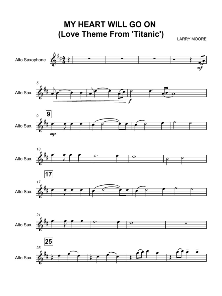 My Heart Will Go on (Love Theme From 'Titanic')Alto Sax Saxophone Instruments de musique