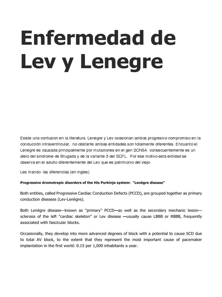 Enfermedad de Lev y Lenegre PDF Point Mutation Heart