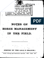 Notes On Horse Management in The Field 1918 0