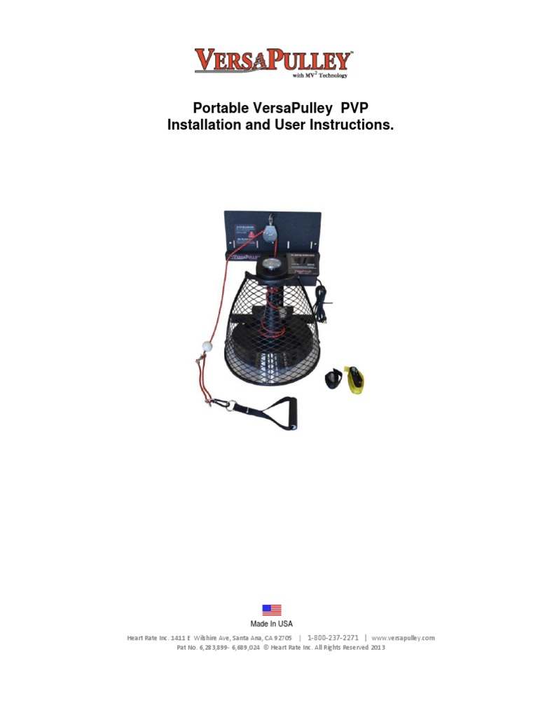 Portable Versapulley PVP Installation and User Instructions