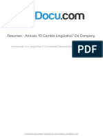 Resumen Articulo El Cambio Lingueistico de Company PDF