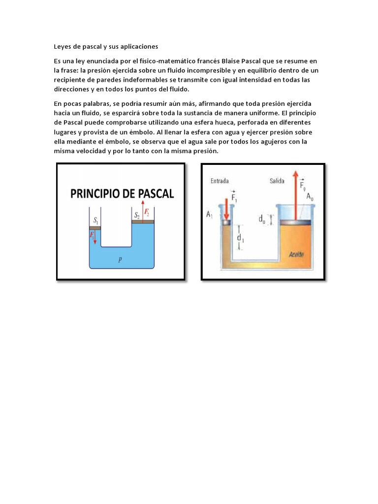 Que Es El Principio De Pascal Y Sus Aplicaciones Nueva