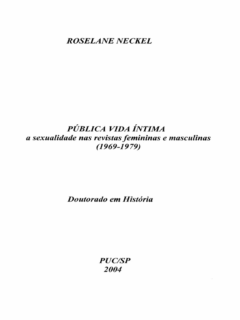 Sexualidade Nas Revistas Femininas e Masculina 1969 1979 PDF PDF Divórcio Relação sexual