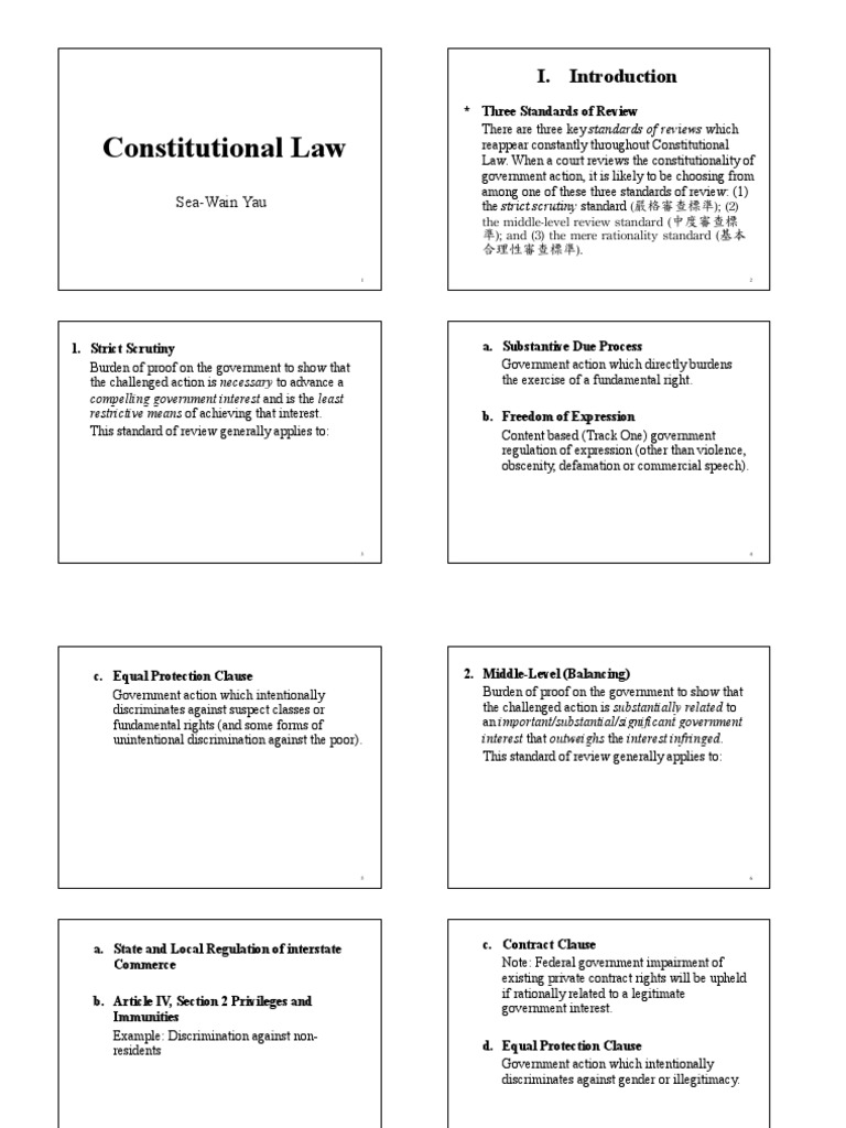Constitutional Law: Standards of Review | PDF | Incorporation Of The ...