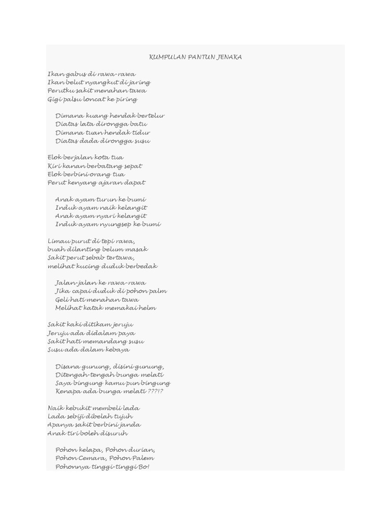 Kumpulan Pantun Jenaka