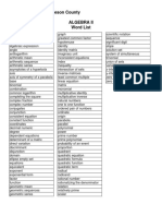 Public Schools of Robeson County Algebra Ii Word List