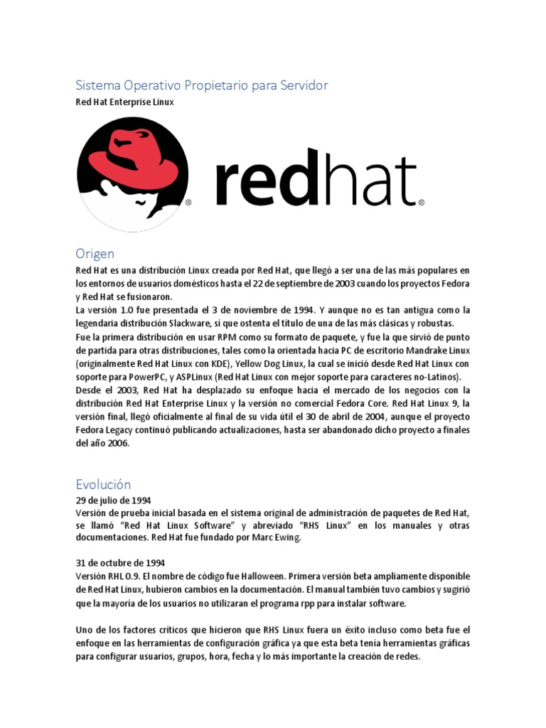 Red Hat | PDF | Distribución de Linux | Sistema operativo