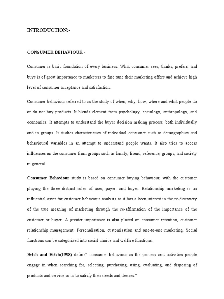 consumer behaviour literature review pdf