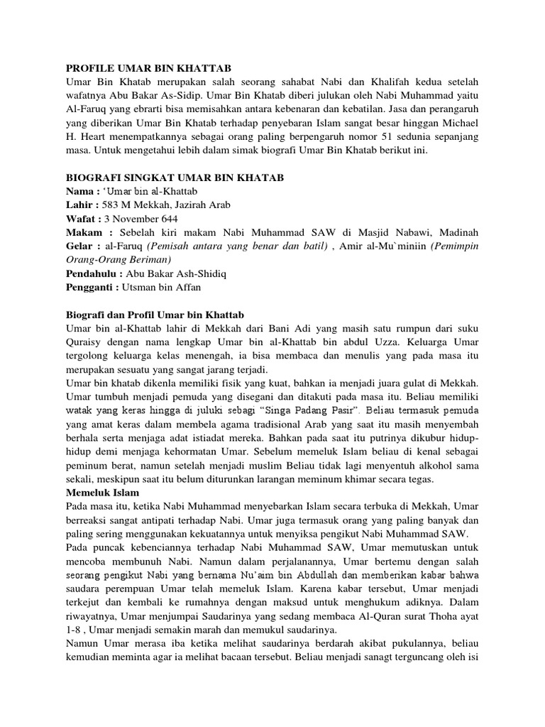 Profile Umar Bin Khattab Pdf