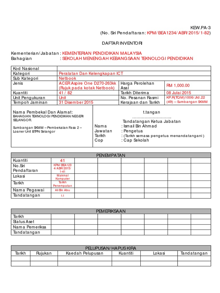 KEW - PA-3 (Contoh) | PDF