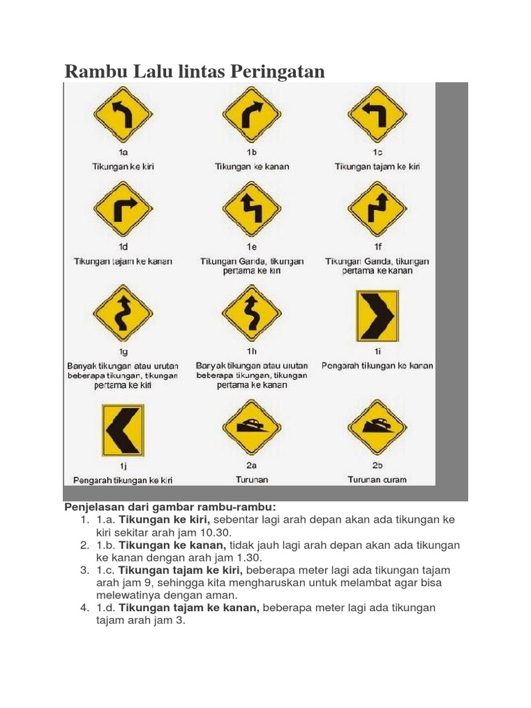 Rambu Peringatan Tikungan dan Penyempitan | PDF