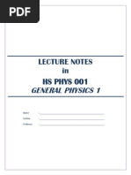 Hsphys001 Lectures