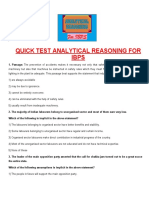 Quick Test Analytical Reasoning For Ibps