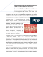 Etiopatogenia de Las Anomalias Del Del Desarrollo Dental y Caracterisitcas Clinicas e Histopatológicas