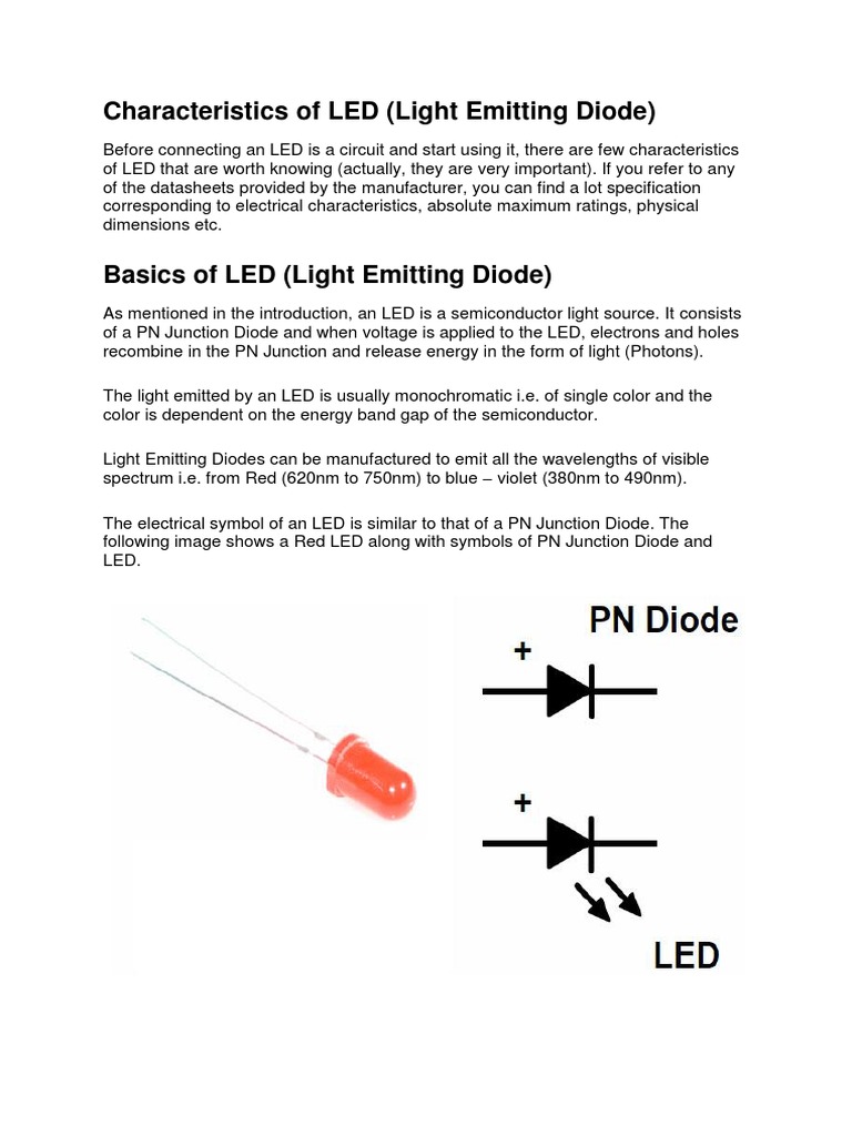 Characteristics of LED (Light Emitting Diode) | PDF