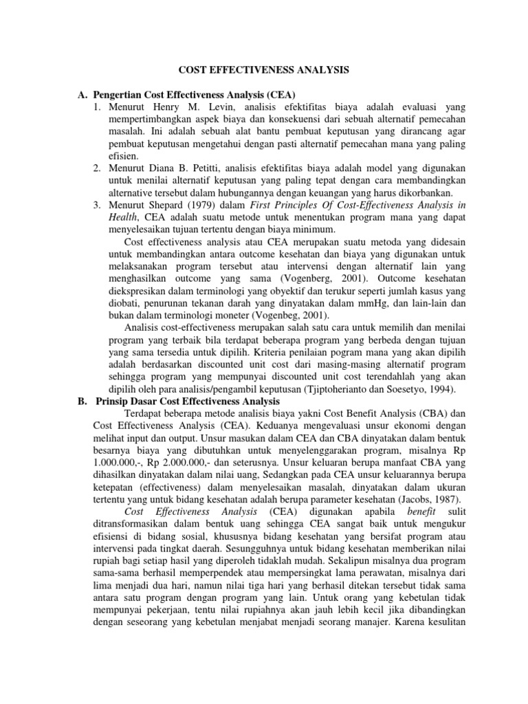 1 Pengertian Cost Effectiveness Analysis | PDF | Bisnis | Sains ...