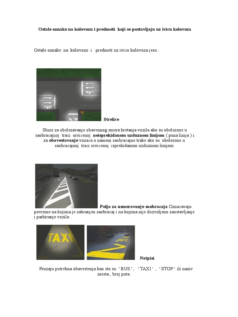 Ostale Oznake Na Kolovozu I Predmeti | PDF