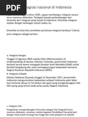 Dinamika Integrasi Nasional Di Indonesia