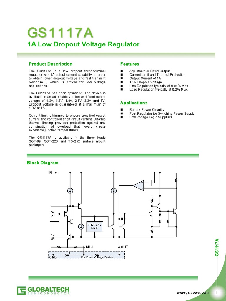 DataSheet GS1117A Rev1.1 | PDF | Capacitor | Electrical Resistance And ...