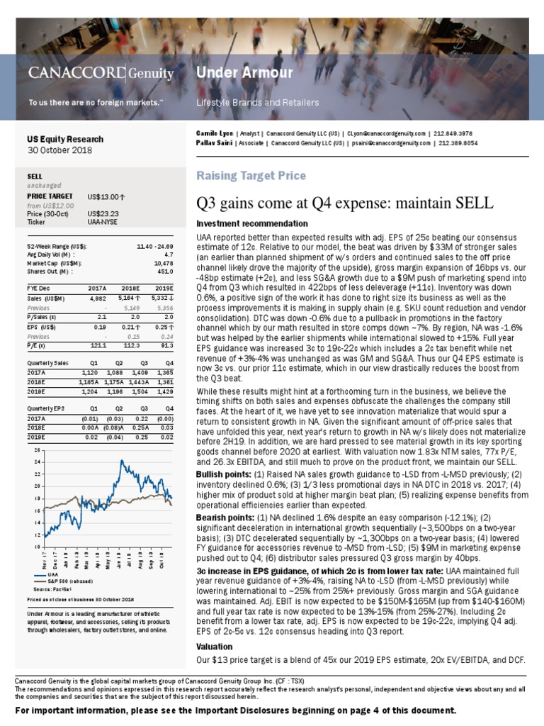 Under Armour Q3 Gains Come at Q4 Expense Maintain SELL PDF