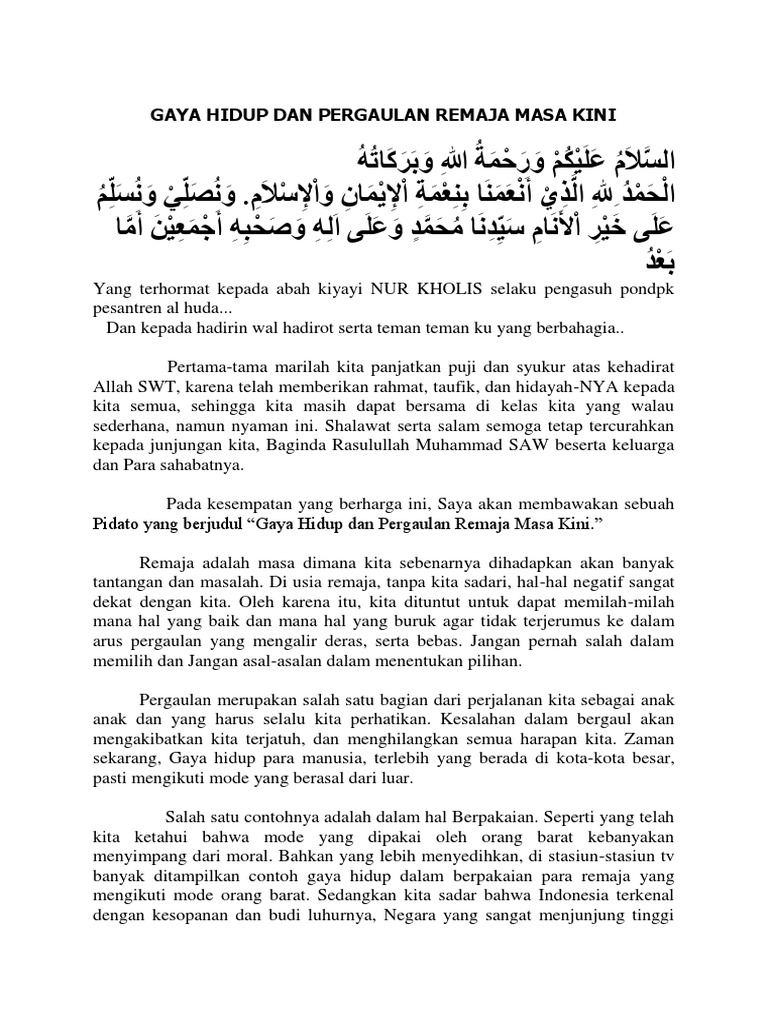 Gaya Hidup Dan Pergaulan Remaja Masa Kini