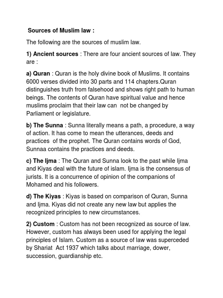 Source Of Muslim Law Pdf