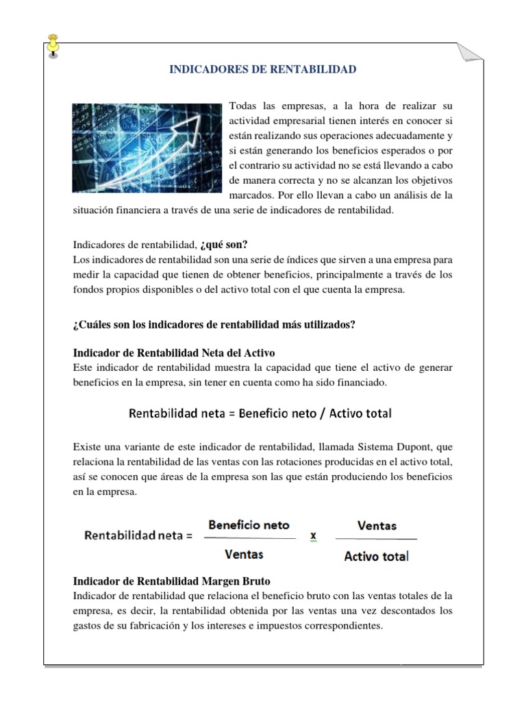 Indicadores Clave de Rentabilidad Empresarial | PDF | Rentabilidad ...