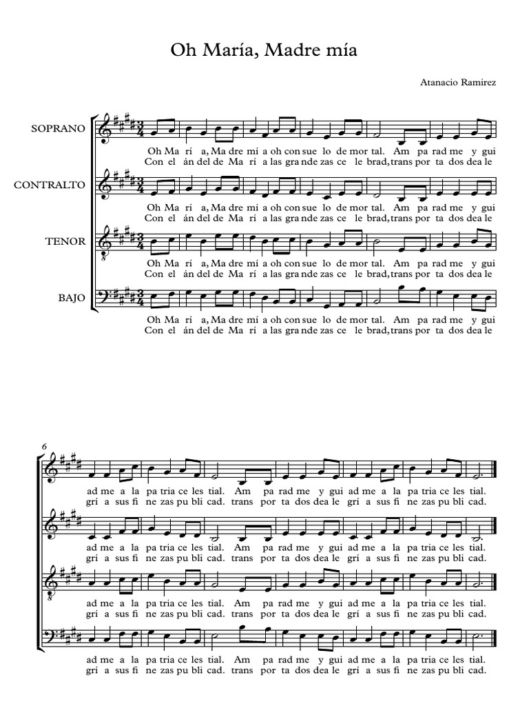 Oh María, Madre Mía (SATB)