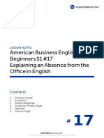 American Business English For Beginners S1 #17 Explaining An Absence From The O Ce in English