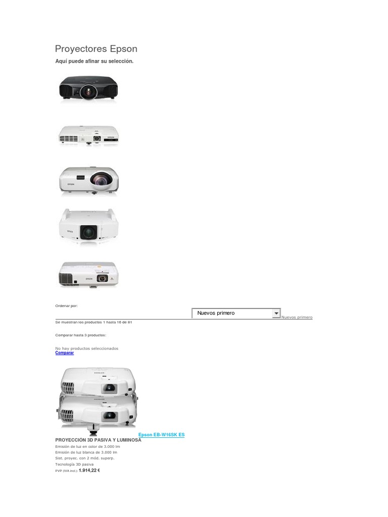 Proyectores Epson | PDF | Tecnología de pantalla | Vídeo