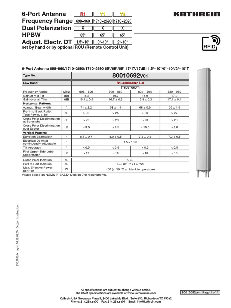 Data Sheet Antena 1 Antenna (Radio) Decibel
