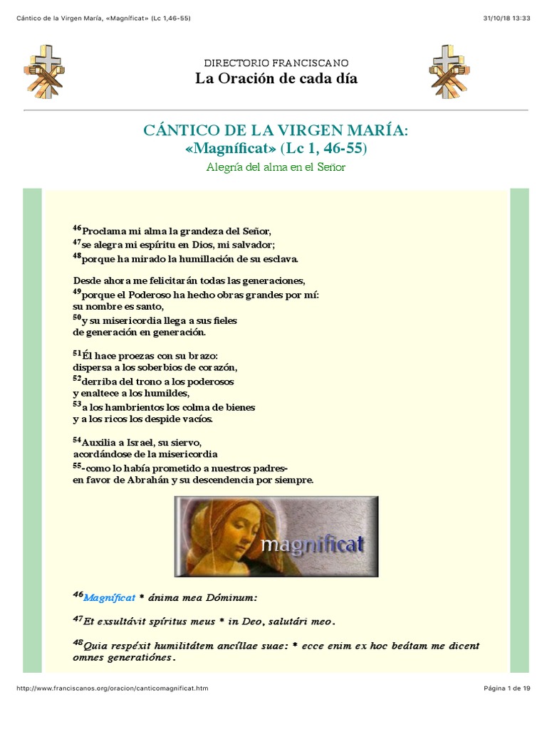 Cántico De La Virgen María Magníficat Lc 146 55 Pdf María