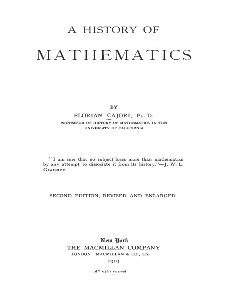 Florian Cajori-A History of Mathematics-Macmillan (1919) | Download ...