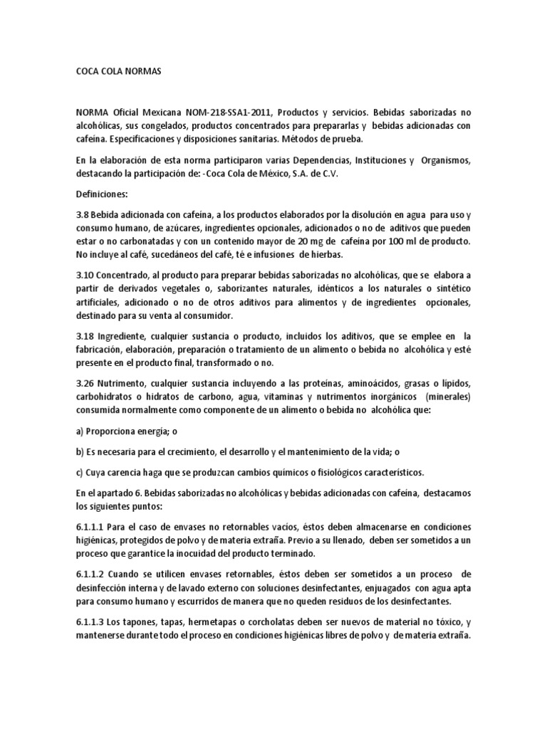 Coca Cola Estructura Juridica  PDF  Coca Cola  Calidad (comercial)