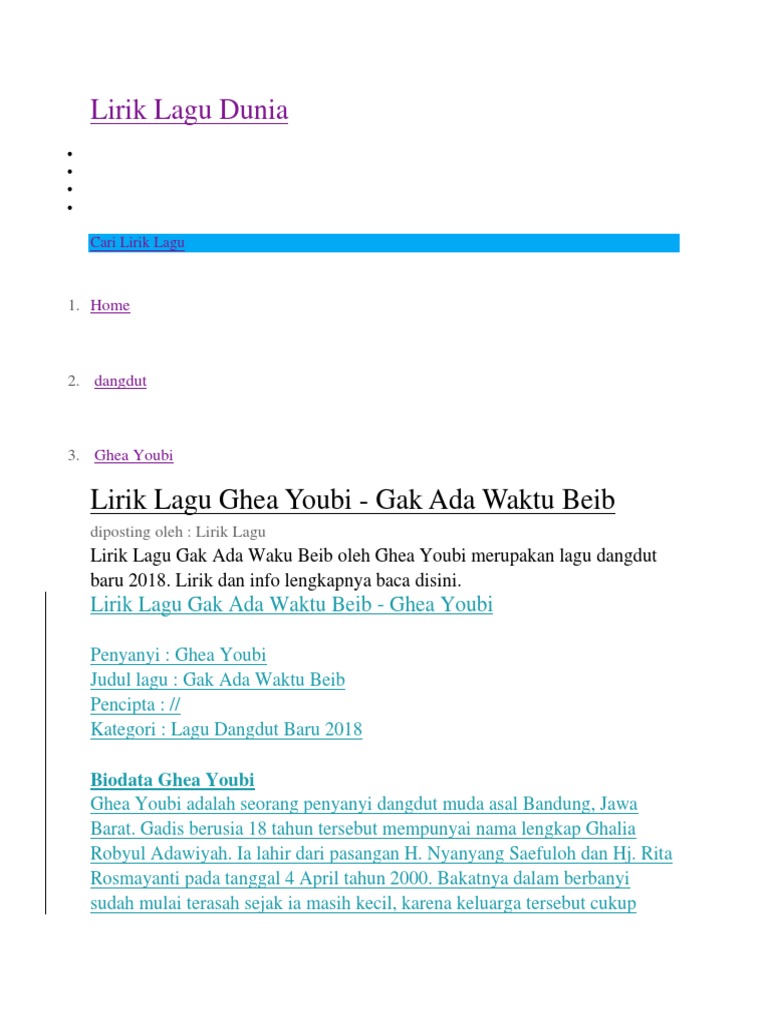 Lirik Lagu Dunia Pdf