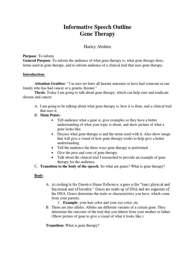 Free informative speech outline template image