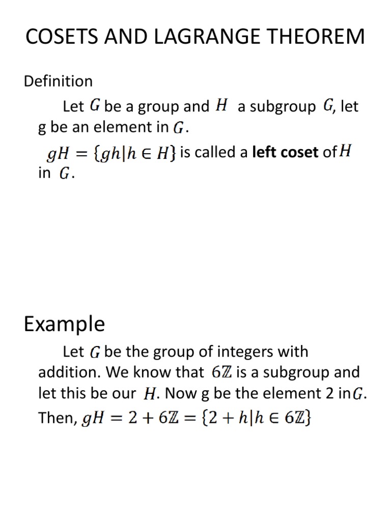 Cosets and Lagrange Theorem | PDF | Philosophy | Language Arts & Discipline